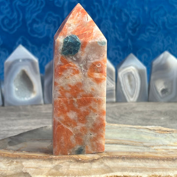 Sunstone and Apatite Tower from India