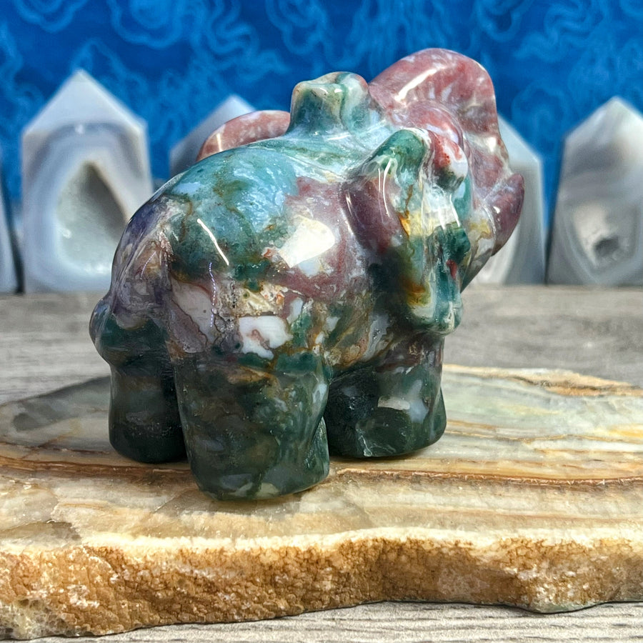 Fancy Jasper Carved Elephant from India