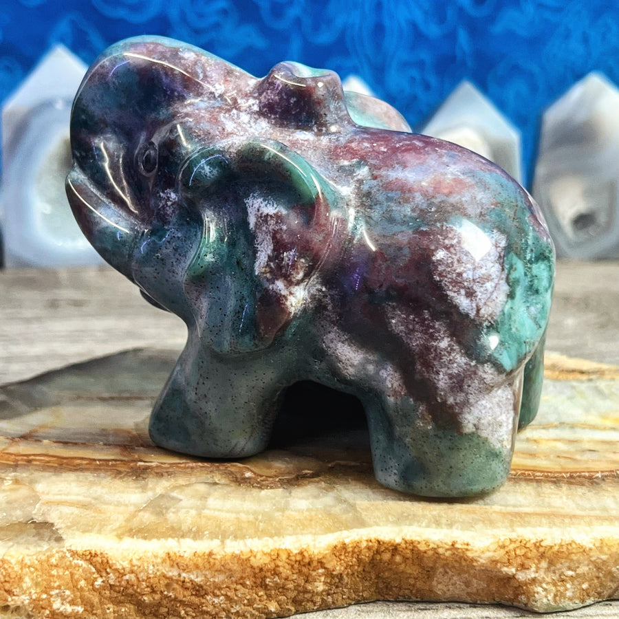 Fancy Jasper Carved Elephant from India