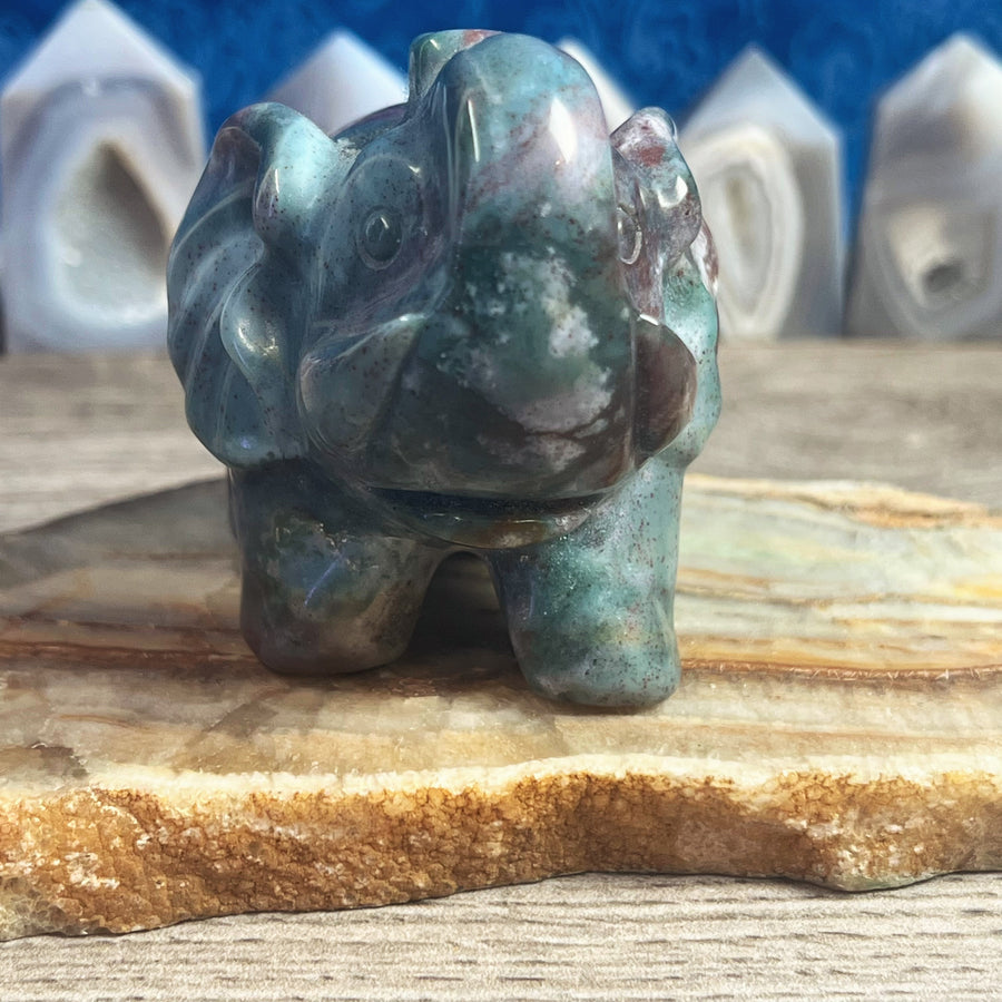 Fancy Jasper Carved Elephant from India