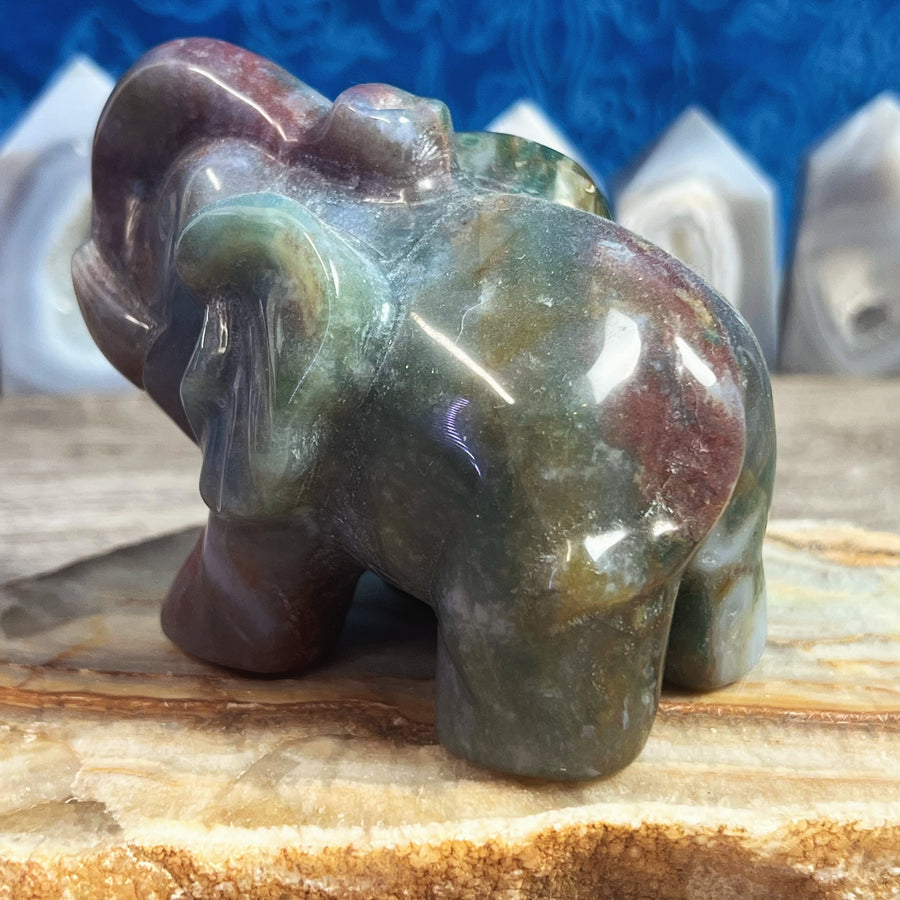 Fancy Jasper Carved Elephant from India