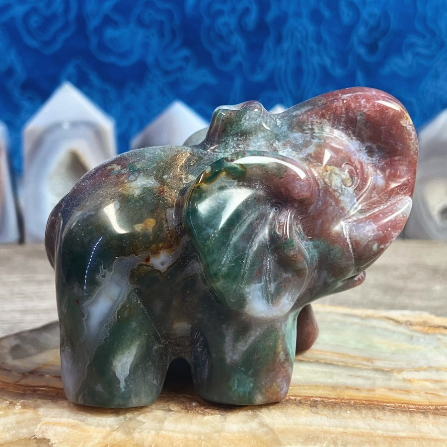 Fancy Jasper Carved Elephant from India
