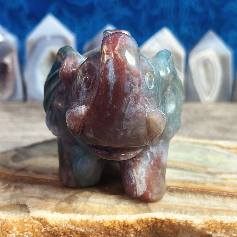 Fancy Jasper Carved Elephant from India