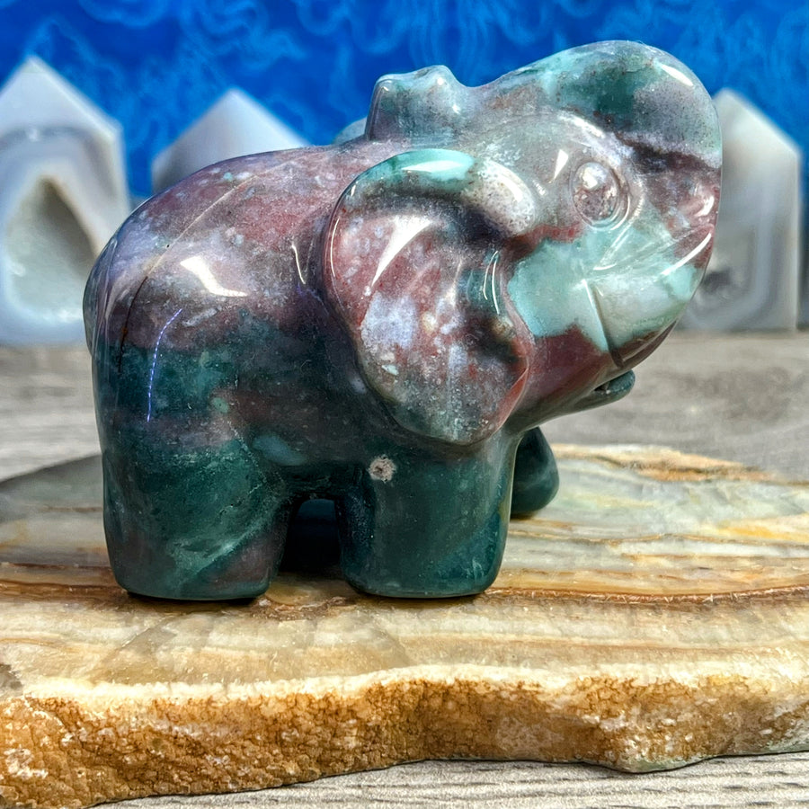 Fancy Jasper Carved Elephant from India