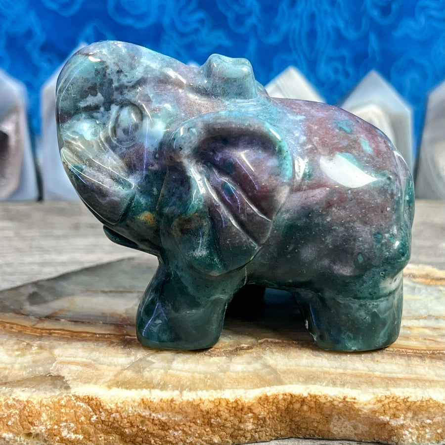 Fancy Jasper Carved Elephant from India