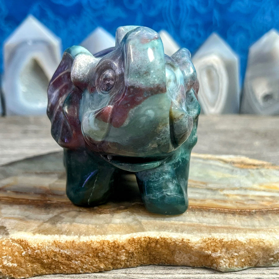 Fancy Jasper Carved Elephant from India
