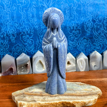 Blue Aventurine Carved Virgin Mary/Goddess from China