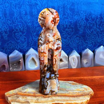 Red Moss Agate Carved Virgin Mary/Goddess from India