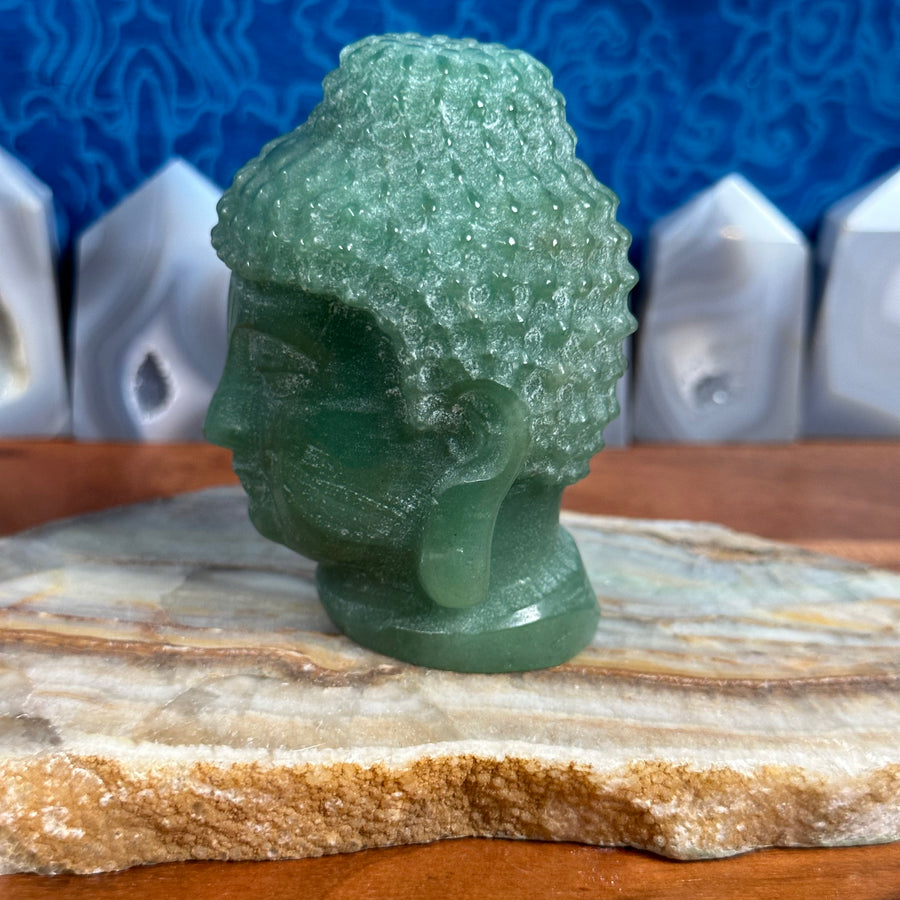 Green Aventurine Buddha Head Carving from China