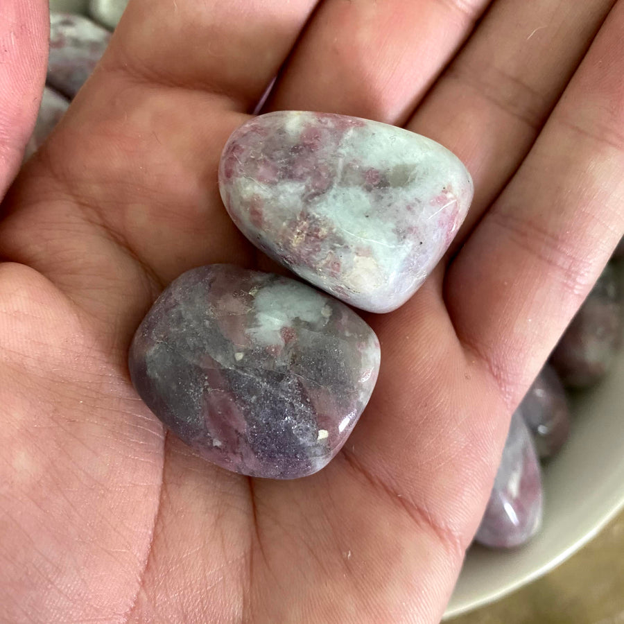 Pink Toumaline and Lepidolite Tumbled from Brazil