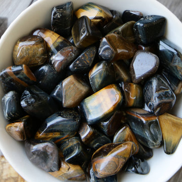 Blue and Brown Tiger's Eye Mixed Tumbled Crystals from Australia