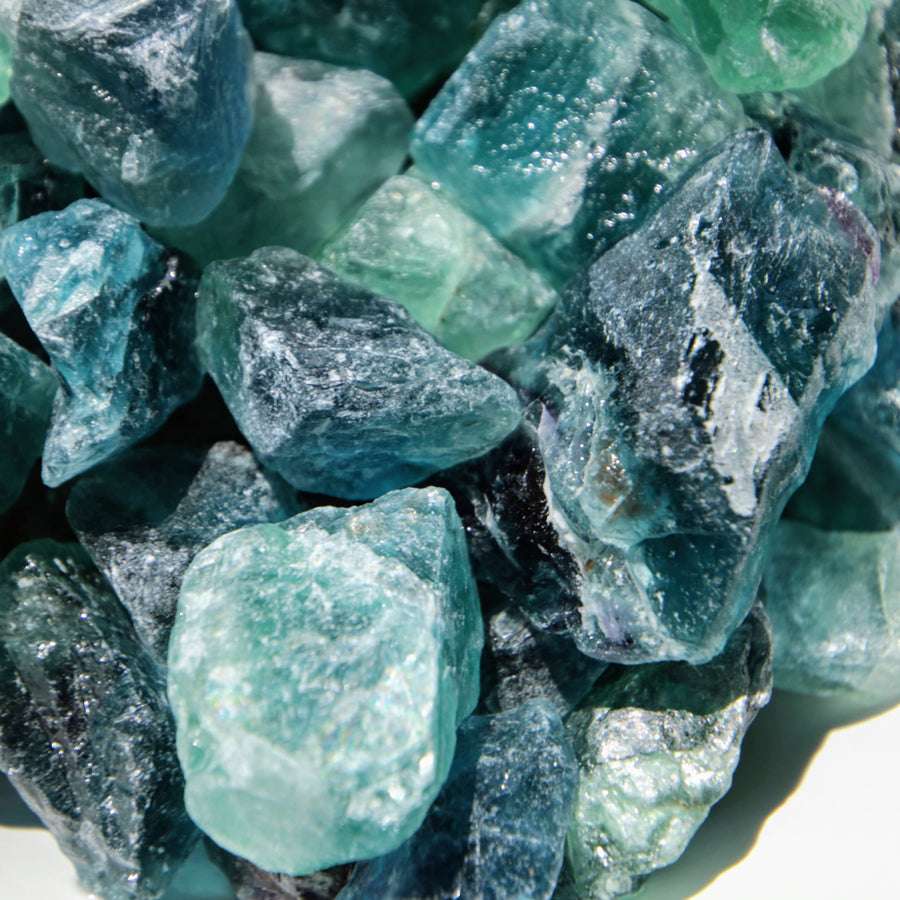 Blue and Green Fluorite Natural Chunks from China