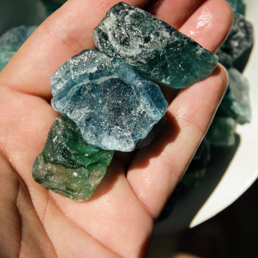 Blue and Green Fluorite Natural Chunks from China