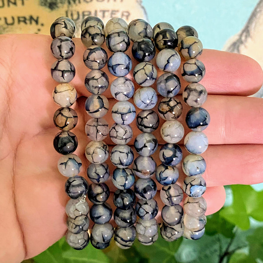 Black and White Agate Gemstone Bracelet