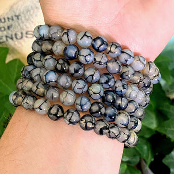Black and White Agate Gemstone Bracelet