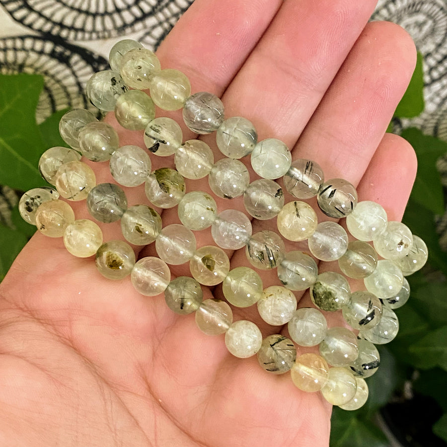 Prehnite and Epidote Gemstone Bracelet