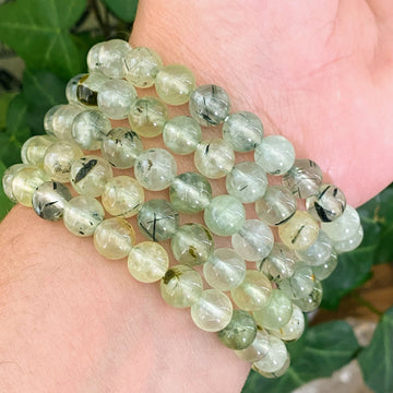 Prehnite and Epidote Gemstone Bracelet
